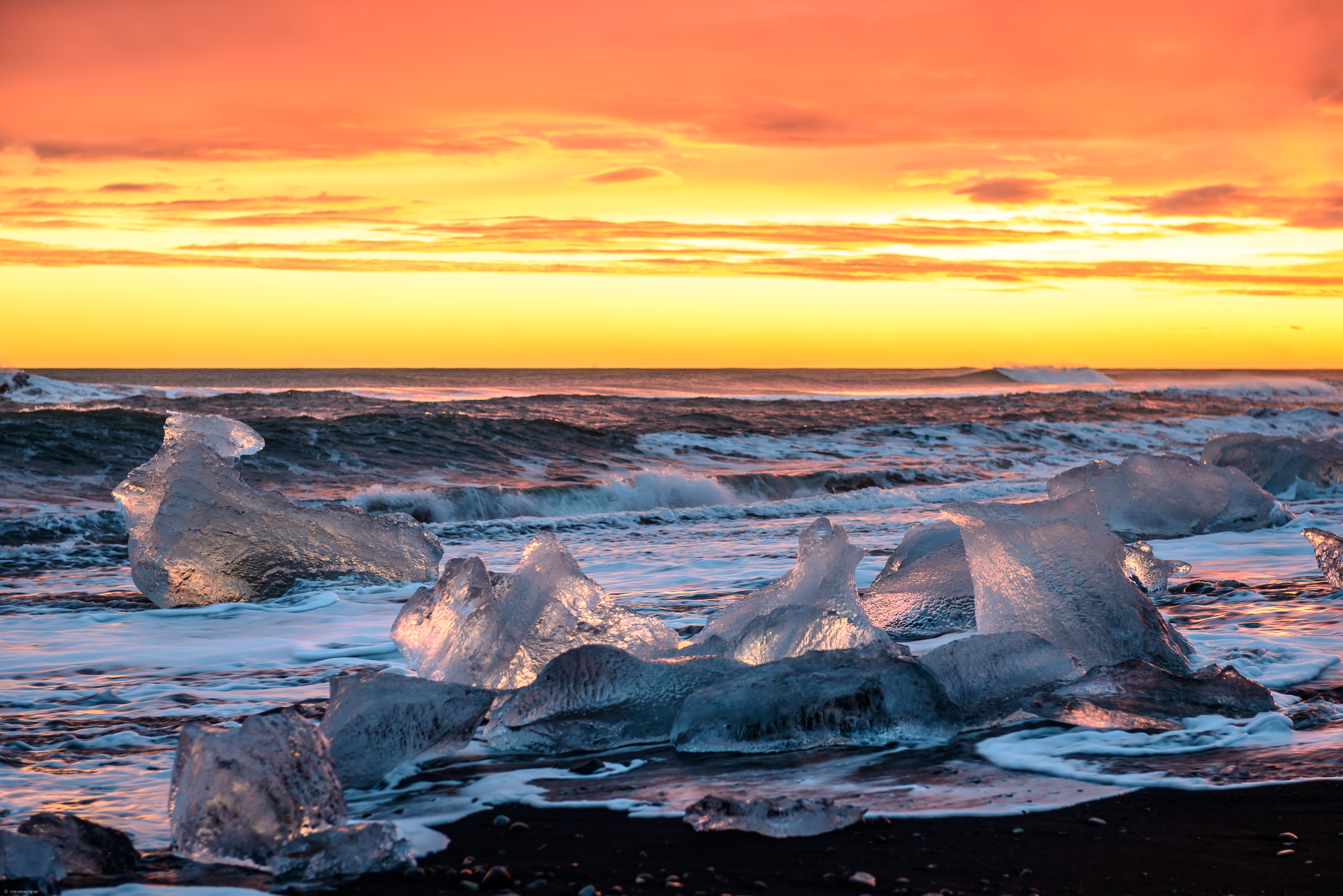 Jokulsarlon Glacier Ice Black Beach Iceland